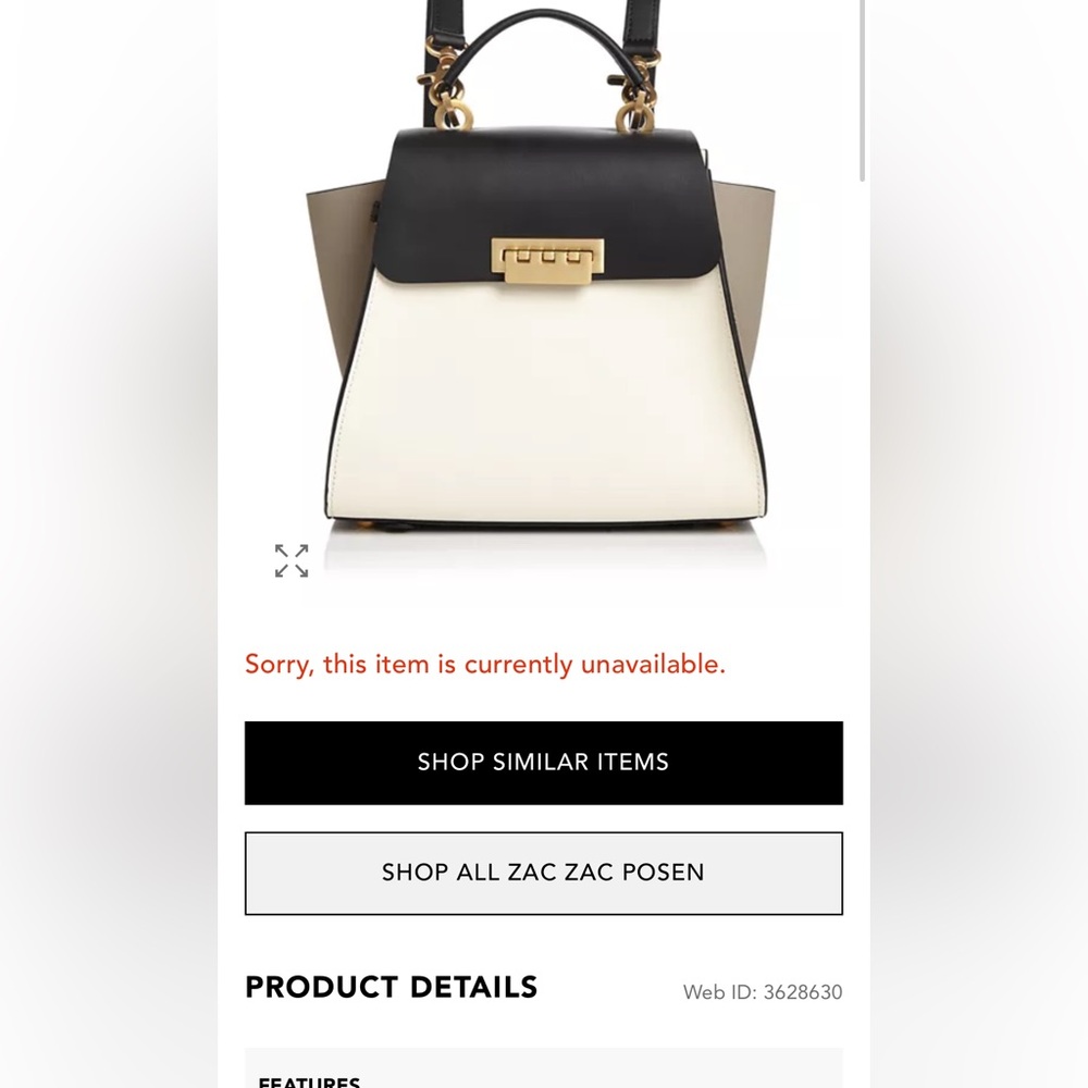 Zac Posen Eartha ColorBlock Black & Cream Convertible Satchel EUC SOLD OUT Every - Picture 17 of 17